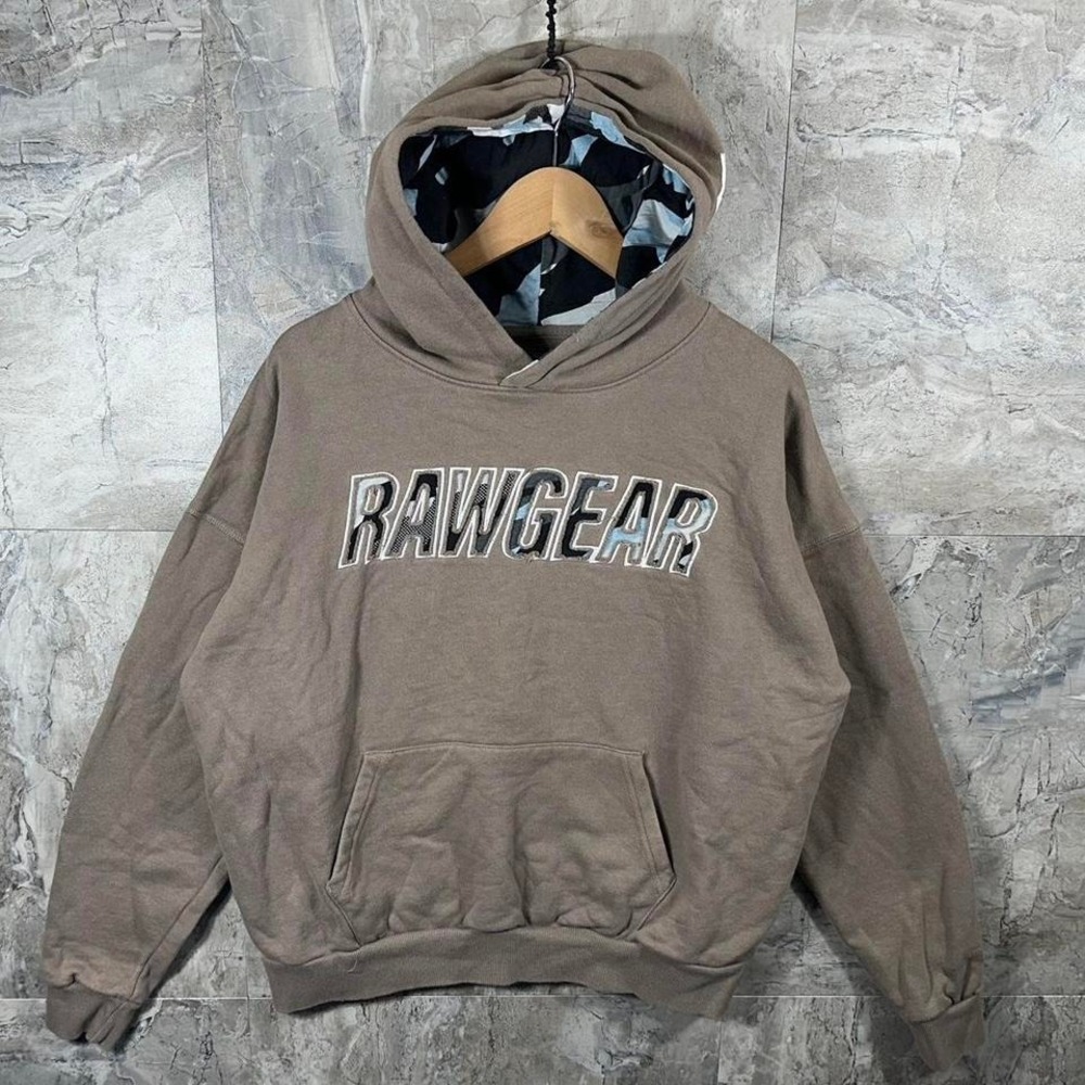 Rawgear Bradley Martin embroidered brown hoodie with camo lining men's Size M